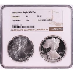 1992 $1 American Silver Eagle Coin Set NGC MS69/PF69 Ultra Cameo