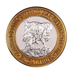 .999 Silver Excalibur Las Vegas Nevada $10 Casino Limited Edition Gaming Token