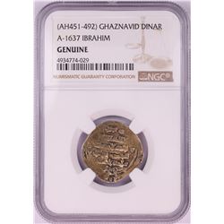AH451-492 Ghaznavid Dinar A-1637 Ibrahim Gold Coin NGC Genuine