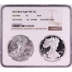 2016 $1 American Silver Eagle Coin Set NGC MS69/PF69 Ultra Cameo