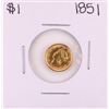 Image 1 : 1851 Type 1 $1 Liberty Head Gold Dollar Coin