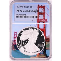 2019-S $1 Proof American Silver Eagle Coin NGC PF70 Ultra Cameo Bridge Core