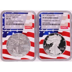 Lot of 2019-W $1 Burnished/Proof American Silver Eagle Coins NGC MS70/PF70 Ultra Cameo