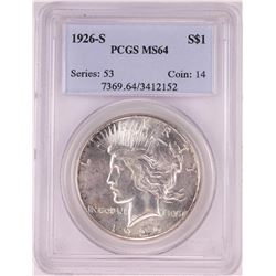 1926-S $1 Peace Silver Dollar Coin PCGS MS64
