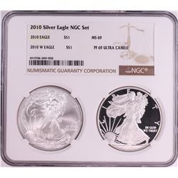 2010 $1 American Silver Eagle Coin Set NGC MS69/PF69 Ultra Cameo