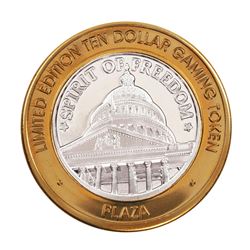 .999 Silver Plaza Hotel & Casino Nevada $10 Gaming Token Limited Edition