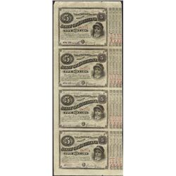 Uncut Sheet of (4) State of Louisiana Baby Bond Obsolete Notes