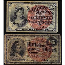 Lot of (2) Fourth Issue Fractional Currency Notes