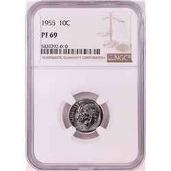 1955 Proof Roosevelt Dime Coin NGC PF69