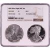 Image 1 : 2002 $1 American Silver Eagle Coin Set NGC MS69/PF69 Ultra Cameo