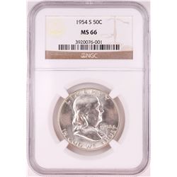 1954-S Franklin Half Dollar Coin NGC MS66