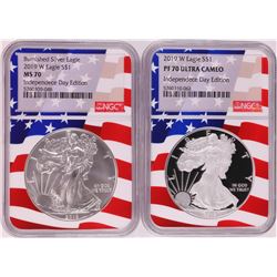 Lot of 2019-W $1 Burnished/Proof American Silver Eagle Coins NGC MS70/PF70 Ultra Cameo