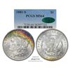 Image 1 : 1881-S $1 Morgan Silver Dollar Coin PCGS MS64 CAC Amazing Toning