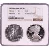 Image 1 : 1989 $1 American Silver Eagle Coin Set NGC MS69/PF69 Ultra Cameo