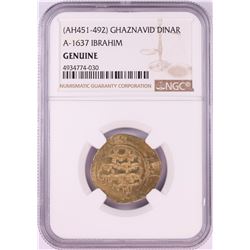 AH451-492 Ghaznavid Dinar A-1637 Ibrahim Gold Coin NGC Genuine