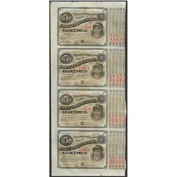 Uncut Sheet of (4) State of Louisiana Baby Bond Obsolete Notes