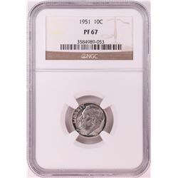 1951 Proof Roosevelt Dime Coin NGC PF67