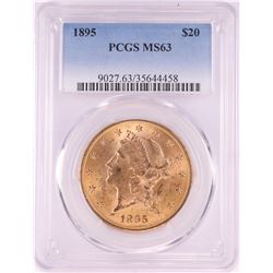 1895 $20 Liberty Head Double Eagle Gold Coin PCGS MS63