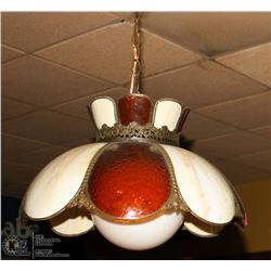 PAIR OF STAINED GLASS HANGING LIGHT FIXTURES