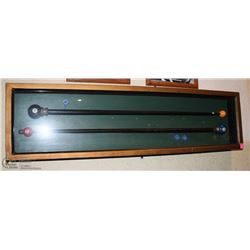 POOL CUE SHADOWBOX DISPLAY, 43 X 12. BUYER IS