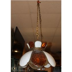 AMBER & WHITE STAINED GLASS STYLE LIGHT FIXTURE