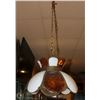 Image 1 : AMBER & WHITE STAINED GLASS STYLE LIGHT FIXTURE