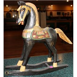 WOODEN ROCKING HORSE DÉCOR STATUE 18 X 19