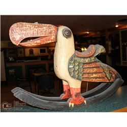 WOODEN ROCKING PARROT DÉCOR STATUE 39 X 26