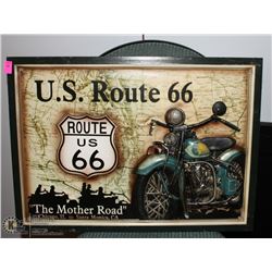 U.S. ROUTE 66 WOOD DÉCOR PICTURE, 21 X 15