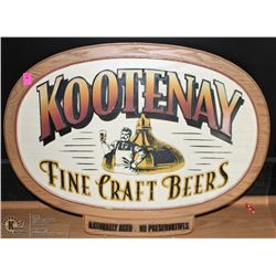 KOOTENAY FINE CRAFT BEERS WOOD SIGN 23 X 19