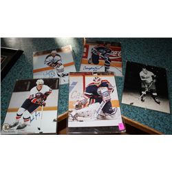 GROUP OF 5 SIGNED HOCKEY PICTURES, INCLUDES GRANT