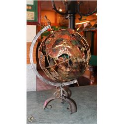 DECORATIVE METAL GLOBE 18" TALL