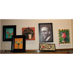 GROUP OF 6 FRAMED & STRETCHED CANVAS PICTURES