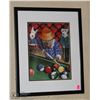 Image 1 : 17 X 21 DOGS PLAYING POOL, FRAMED & MATTED