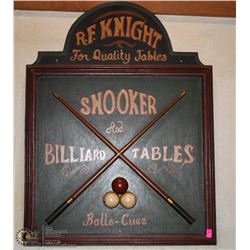 SNOOKER WOODEN WALL PLAQUE, 24 X 32
