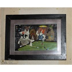 3D FRAMED DOGS PLAYING POOL SHADOWBOX PICTURE