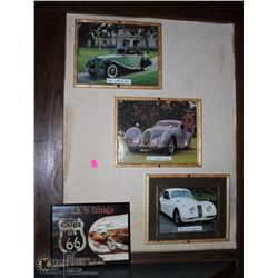 LOT OF 4 VINTAGE CAR THEMED PICTURES