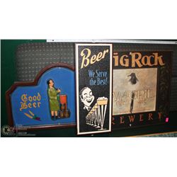 LOT OF 3 BEER THEMED WALL HANGINGS
