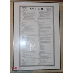 SNOOKER RULES FRAMES PRINT, 21 X 29