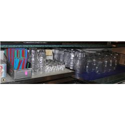 LOT OF ASSORTED BAR GLASSES, JUGS AND STRAWS