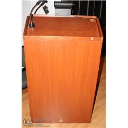 WOOD PODIUM WITH MIC STAND AND LAMP 31 X 15 X 53