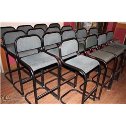 LOT OF 17 METAL AND FABRIC "S" SHAPE BAR STOOLS