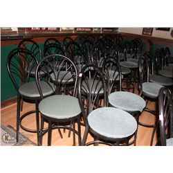 LOT OF 35 BAR HIEGHT METAL AND FABRIC CHAIRS SEAT