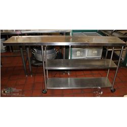 STAINLESS STEEL 3 TIER ROLLING SERVICE SHELF