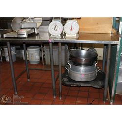 PAIR OF STAINLESS STEEL BACKSPLASH PREP TABLES