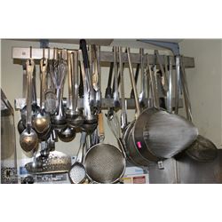 LARGE LOT OF LADDELS, SLOTTED SPOONS AND MORE