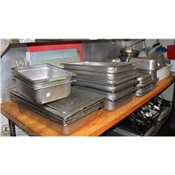 LARGE LOT OF ASSORTED CHAFING DISHES, STAINLESS
