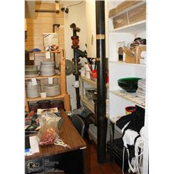 STORAGE ROOM CONTENTS INCL. SERVING DISHES, TAKE