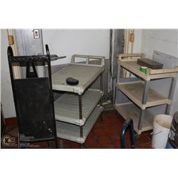 PAIR OF BUS CARTS AND BARREL /KEG DOLLY