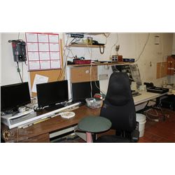OFFICE LOT INCL, 3 MONITORS, 1 TOWER, DESK